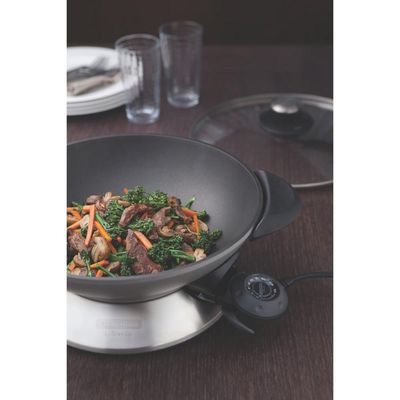 Panela Elétrica Tramontina by Breville Wok Chef em Alumínio Fundido com Tampa de Vidro 6 L 127 V