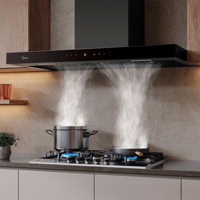 Coifa De Parede 90cm Black Inox Smart Pro Touch Midea MH90M77ET22BW2 220V