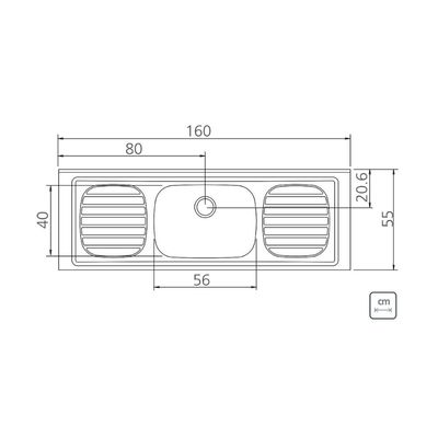 Pia de Apoio Tramontina Filo 56 em Aço Inox 160 x 55 cm Standard
