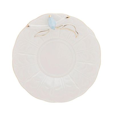 Jogo 4 Xícara De Café Porcelana Birds Azul E Branca Fio Dourado Pássaro Com Pires 100ml Wolff