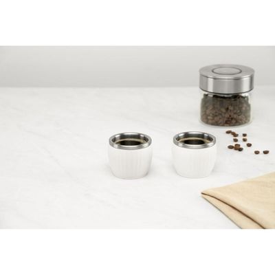 Kit 2 Xícaras para Café Tramontina em Aço Inox Branco 80 ml