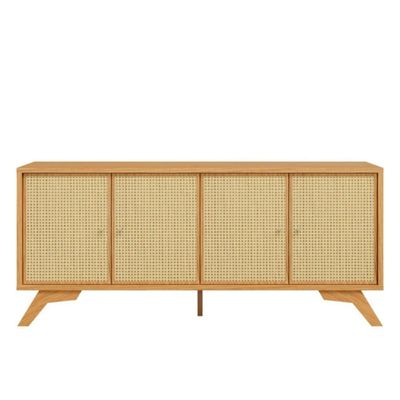 Balcão Buffet 180cm com Palha Hexagonal Natural Carvalho Rosé Dalla Costa