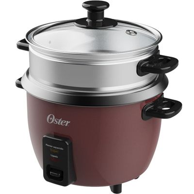 Panela Elétrica de Arroz 1L Antiaderente Função Aquecer Tampa de Vidro Oster Bordô / 110V