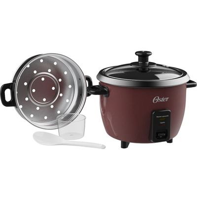 Panela Elétrica de Arroz 1L Antiaderente Função Aquecer Tampa de Vidro Oster Bordô / 110V