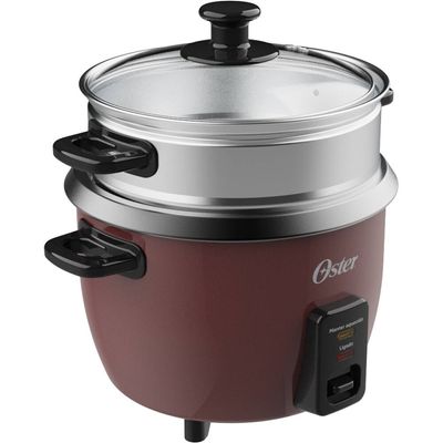 Panela Elétrica de Arroz 1L Antiaderente Função Aquecer Tampa de Vidro Oster Bordô / 110V