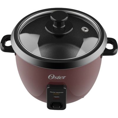 Panela Elétrica de Arroz 1L Antiaderente Função Aquecer Tampa de Vidro Oster Bordô / 110V