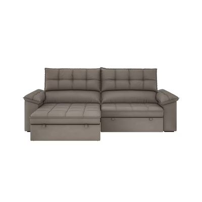 Sofá 5 Lugares Capri Slim Retrátil Reclinável Suede 250cm Luizzi Cacau