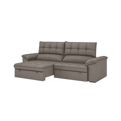 Sofá 5 Lugares Capri Slim Retrátil Reclinável Suede 250cm Luizzi Cacau