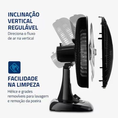 Ventilador de Mesa Super Power 40cm VSP40 B 6 Pás 3 Velocidades Mondial Preto / 110V