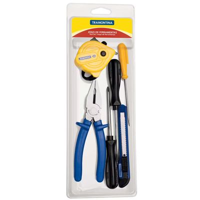 Kit de Ferramentas 6 Peças com Alicate, Chaves e Trena 3m Uso Geral Tramontina n/a