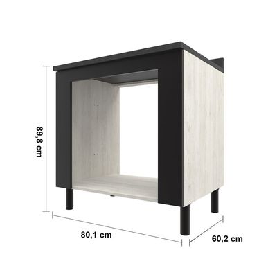 Balcão para Forno e Cooktop Rubi com 5 Bocas 80,1cm de largura Bartira Bege e Preto