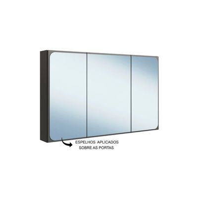 Armario Espelheira para Banheiro 100cm com 3 Portas Lavinia