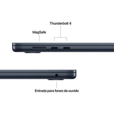 Notebook MacBook Air Apple 15" M5 16GB RAM 512GB SSD Meia-noite