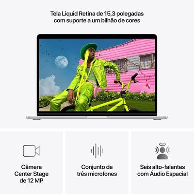 Notebook MacBook Air Apple 15" M5 16GB RAM 512GB SSD Meia-noite