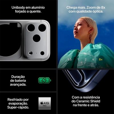 iPhone 17 Pro Max (256GB) Prateado + Fonte Turbo 20W Original
