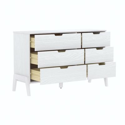 Cômoda 6 Gavetas Veneza em Madeira Branco 119x40x76 cm Marin