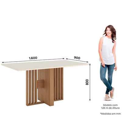Mesa Canto Reto com Vidro Henn Bianca Nature/Offwhite