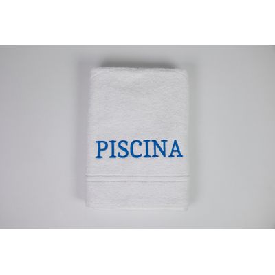 Toalha De Banho Soft Plus - Bordada P/ Piscina Personalizada - variaçoes Dach Azul