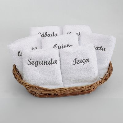 Kit com 7 Panos de Prato Semaninha - Personalizados para Cozinha - Cinza Cinza