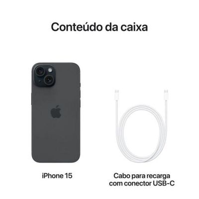 Smartphone Apple Iphone 15 6GB 256GB Câmera 48MP Tela 6,1 5G Preto