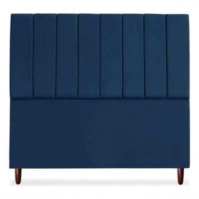 Cabeceira De Cama Box Carla Casal 140 Cm Suede Azul Marinho Eli Móveis E Decoração