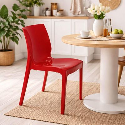 Kit 4 Cadeiras Plásticas Tramontina Vermelho Sala Cozinha Summa Alice Área Gourmet