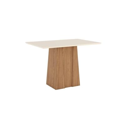 Conjunto Sala de Jantar Layla Smart 4 Lugares Tampo MDF Cadeiras Estofadas Off White 120CM Casa 812
