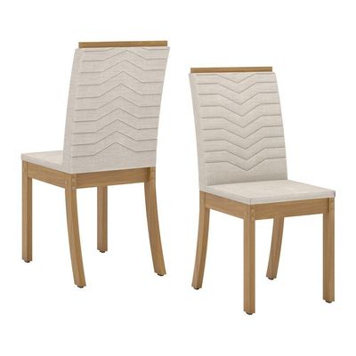 Conjunto Sala de Jantar Layla Smart 4 Lugares Tampo MDF Cadeiras Estofadas Off White 120CM Casa 812