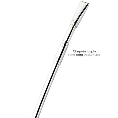 Bomba Inox Desmontável Com Botão Tubo Chupeta Dupla Bojo Redondo Cano Com 8mmx21Cm