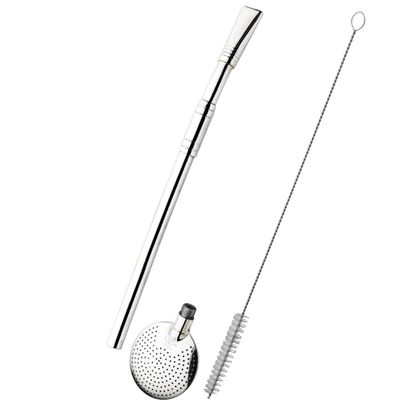 Bomba Inox Desmontável Com Botão Tubo Chupeta Dupla Bojo Redondo Cano Com 8mmx21Cm