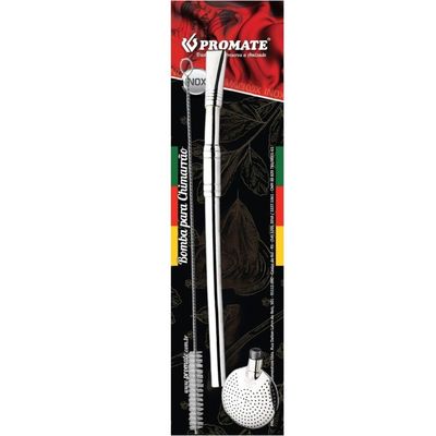 Bomba Inox Desmontável Com Botão Tubo Chupeta Dupla Bojo Redondo Cano Com 8mmx21Cm