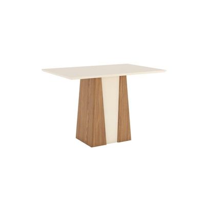 Conjunto Sala de Jantar Layla Smart 4 Lugares Tampo MDF Cadeiras Estofadas Off White 120CM Casa 812