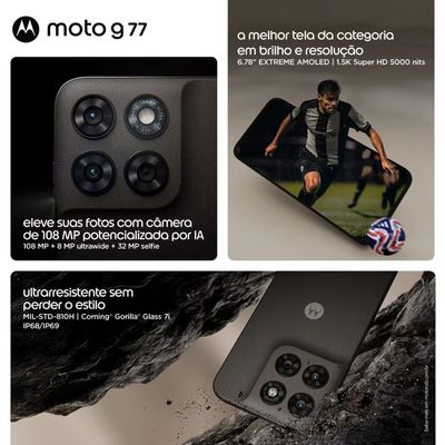 Smartphone Moto G77 6.8 256GB 5G Câmera Dupla 108MP Marrom