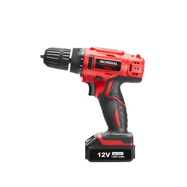 Parafusadeira e Furadeira Power Tools FPF-06M Mandril 10mm Maleta Bateria 12V Bivolt Mondial Vermelho com Preto / Bivolt
