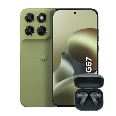 Smartphone Motorola Moto G67 6.8 256GB 5G + Fone de Ouvido Moto Buds Bass Cancelamento de Ruído Verde