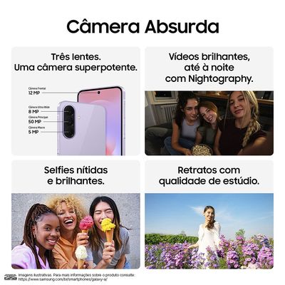 Smartphone Samsung Galaxy A37 5G Tela 6.7 256GB + Galaxy Fit 3 Lavanda