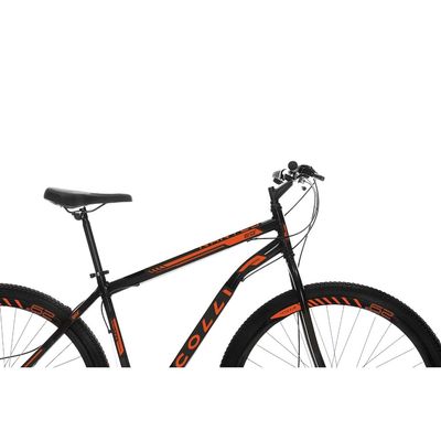Bicicleta Aro 29 Colli Nantes 21 Marchas Freio a Disco Quadro Preto Fosco e Laranja Preto com Laranja
