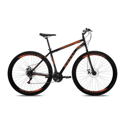 Bicicleta Aro 29 Colli Nantes 21 Marchas Freio a Disco Quadro Preto Fosco e Laranja Preto com Laranja