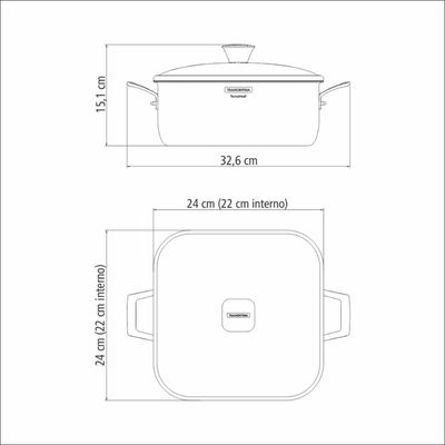 Caçarola Tramontina Grano Quadrada Aço Inox Suporte para Tampa 4 L