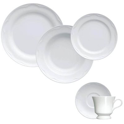 Jogo de Jantar Aparelho Germer Porcelana 30 peças Chá Branco Cottage Mesa Posta