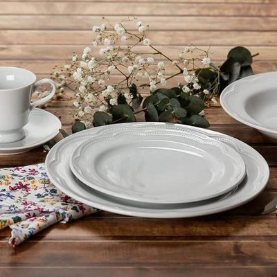 Jogo de Jantar Aparelho Germer Porcelana 30 peças Chá Branco Cottage Mesa Posta