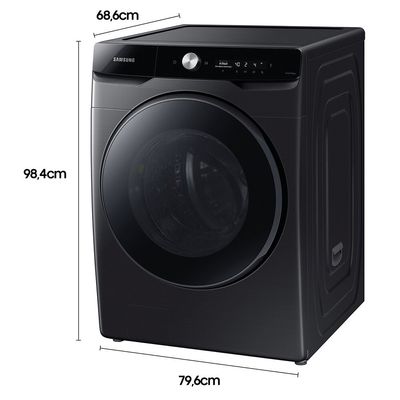 Lava e Seca Samsung 18kg Smart Wie#8209;Fi Ecobubble Vapor de Higiene Black Inox WD18T Black Inox Look / 110V