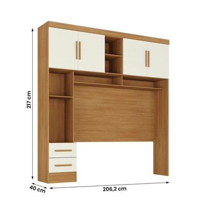 Guarda Roupa Smart Aéreo 4 Portas Dobráveis 2 Gavetas MDF Branco