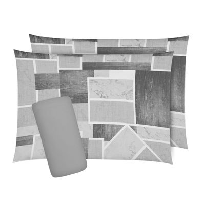 Jogo de Lençol e Cama Queen Esplendor 100% algodão  1,58m x 1,98m x 35cm  3 Peças (1 Lençol + 2 Fronha) Branco