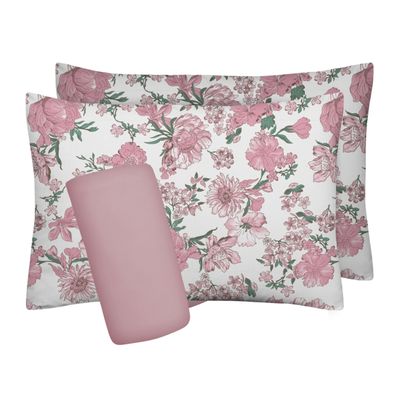 Jogo de Lençol e Cama Queen Esplendor 100% algodão  1,58m x 1,98m x 35cm  3 Peças (1 Lençol + 2 Fronha) Branco