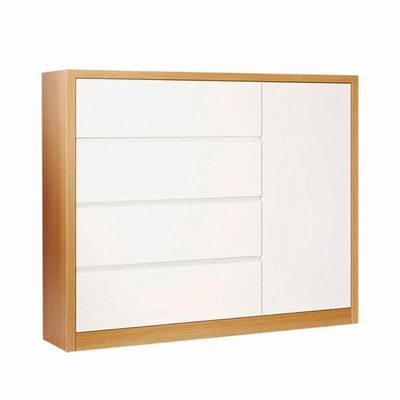 Cômoda 4 Gavetas e 1 Porta em MDF Freijó Off White 135x47x124 cm Dalla Costa