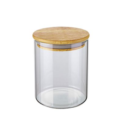 Pote de Vidro Slim com Tampa Bambu 0,7L Euro Home Transparente