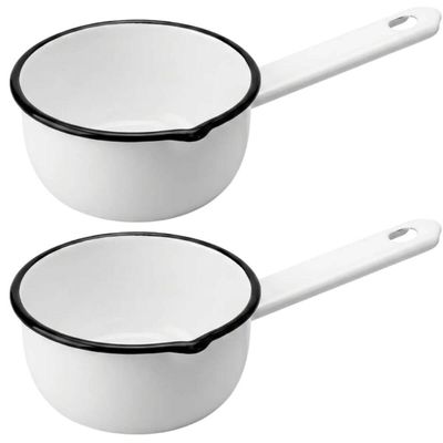 Kit 2 Papeiros Esmaltados N12 com Cabo Panelinha Branca Ágata Cozinha Metallouça