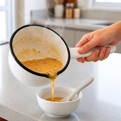 Kit 2 Papeiros Esmaltados N12 com Cabo Panelinha Branca Ágata Cozinha Metallouça