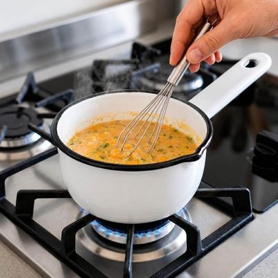 Kit 2 Papeiros Esmaltados N12 com Cabo Panelinha Branca Ágata Cozinha Metallouça